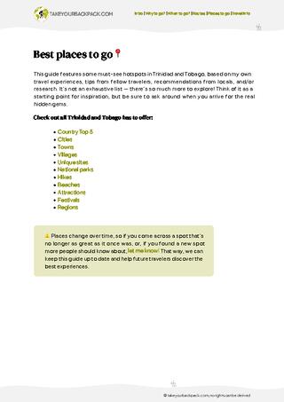 example page 3 from our offline Travel Guide for Trinidad and Tobago